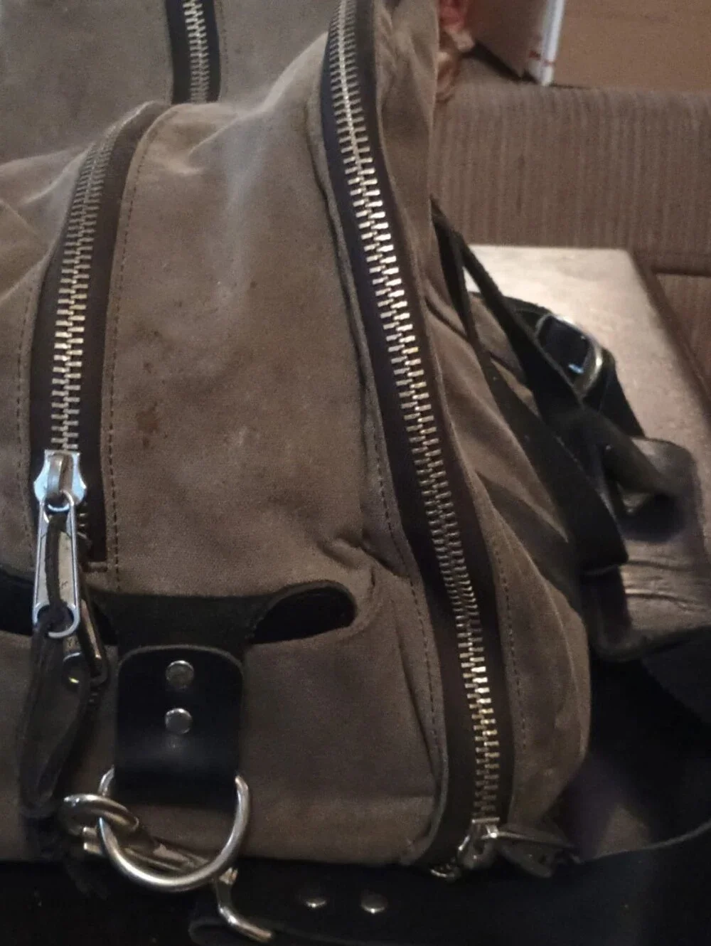 Men's Olive Green Canvas Deerskin Travel Duffel Bag
